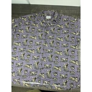 David Carey‎ Originals Shirt Mens 2XL Wolf Print Short Sleeve Button Up AOP